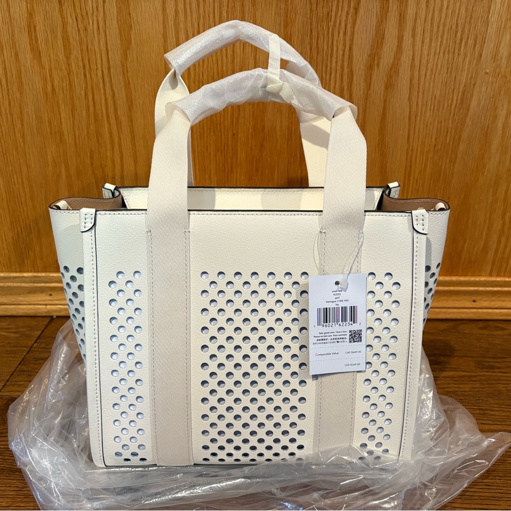 Kate Spade NWT Kip Perforated Leather Tote in Meringue Cream - Picture 5 of 11